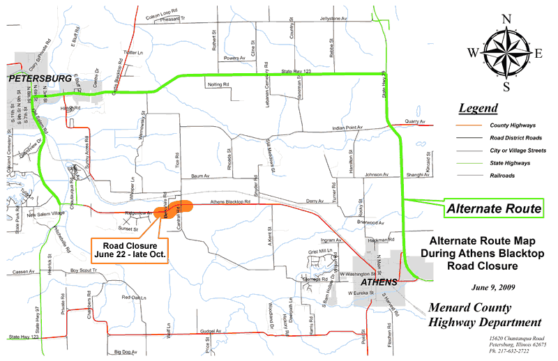 Map of Athens Blacktop Road Closure October 2009